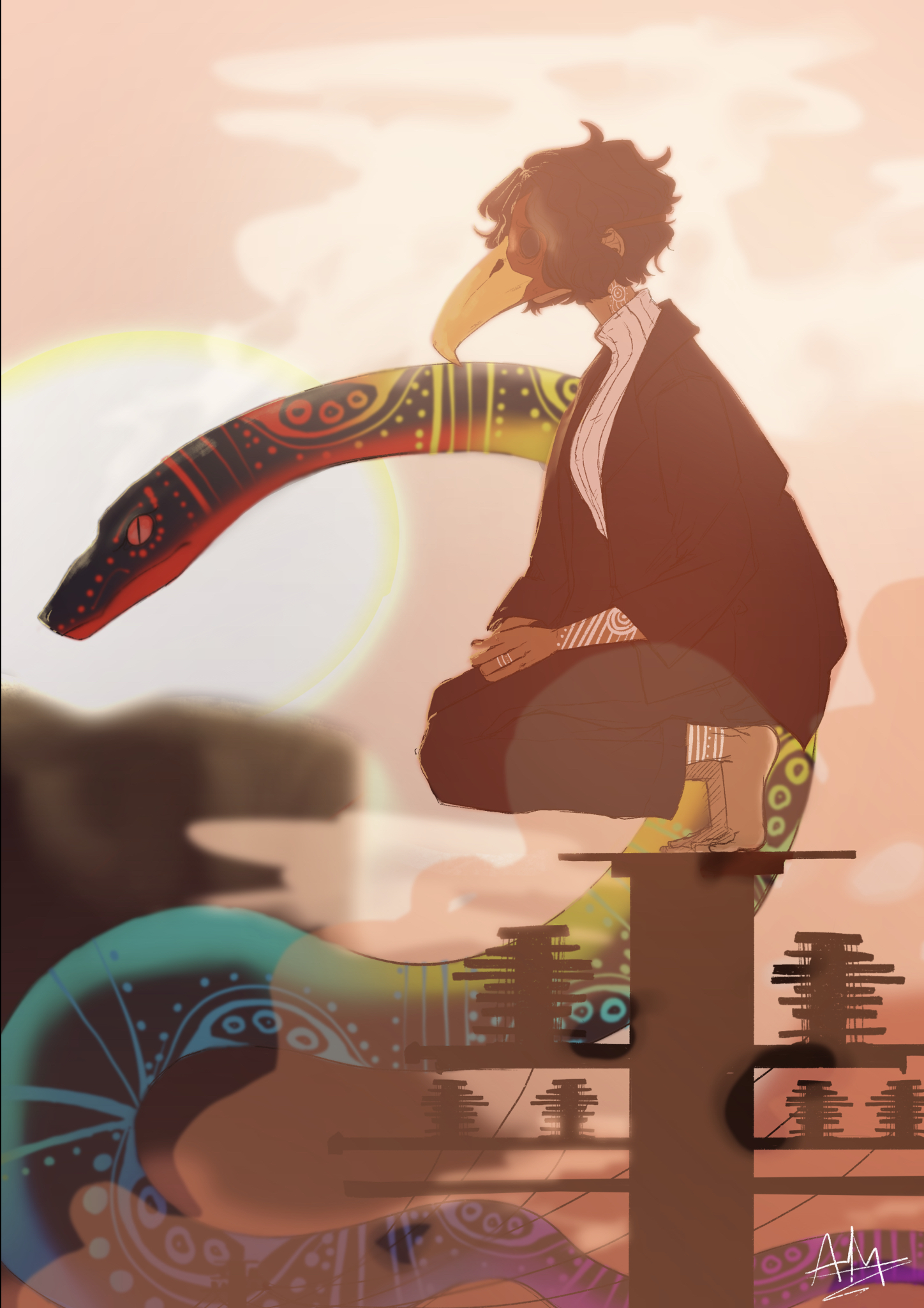 Rainbow serpent by Alyssa Mason - published in a French secondary school publication